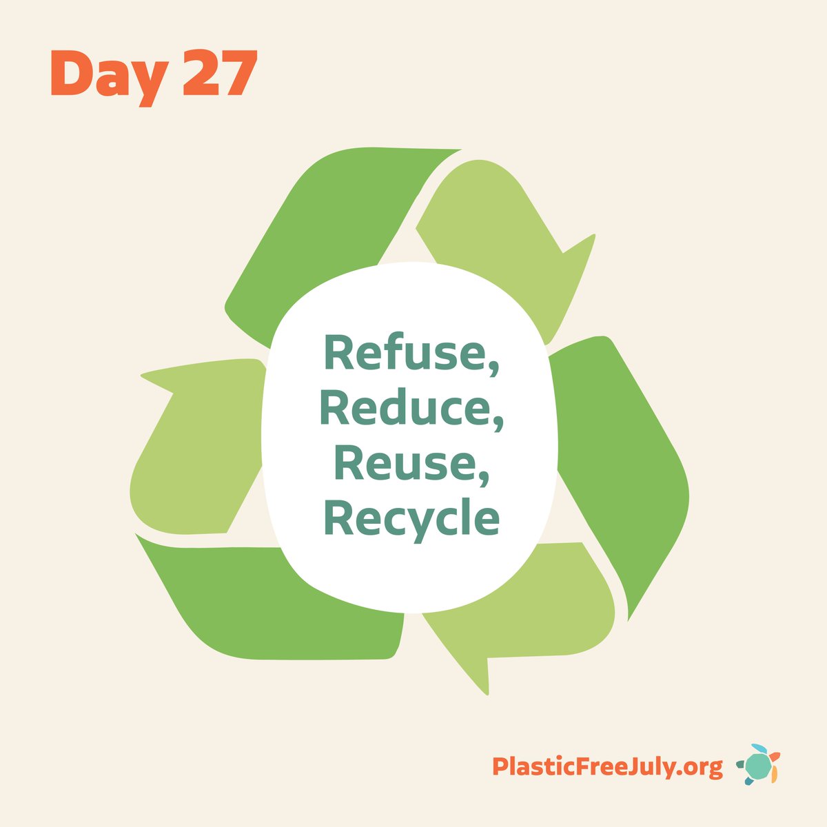 Day 27! Choosing the 4Rs helps reduce plastic waste and closes the loop on consumables. #PlasticFreeJuly #CloseTheLoop #CircularEconomy