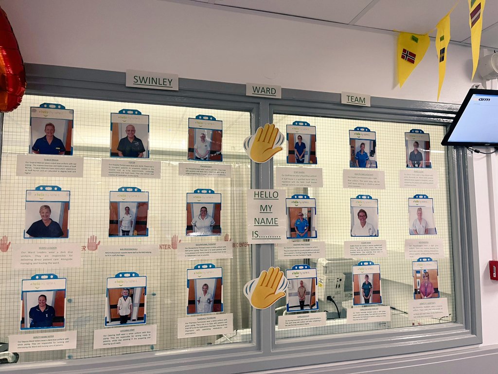Swinley Ward <a href="/WWLNHS/">WWL NHS</a> proud to be supporting #HelloMyNameIs 💛 @cmjgregory <a href="/RuthFearnyough/">Ruth Fearnyough</a> @wwl_staffeng #TeamSurgery #PatientsAtTheHeartOfWhatWeDo