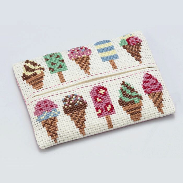 ホビーラホビーレ　ステッチクロス〈アイスクリーム〉　完成品 ホビーラホビーレクロスステッチアイスクリーム