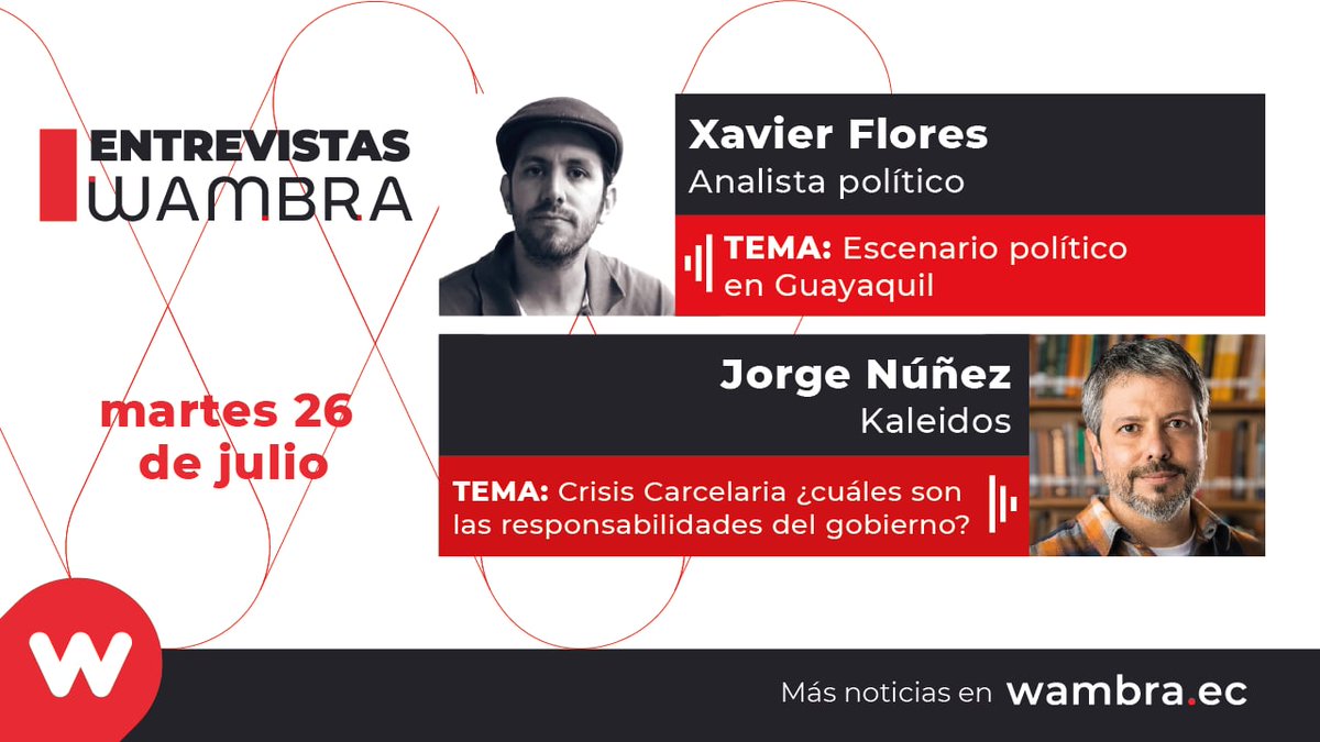 subcano's tweet photo. Entrevistas en @wambraEc conversaremos con Xavier Flores y Jorge Núñez @trading_affects 

HOY desde las 8am canal de Youtube #Wambra 

#CynthiaViteri #Guayaquil #crisiscarcelaria https://t.co/StfkhseKos