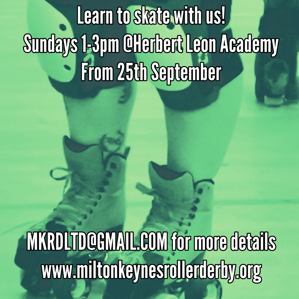 MKRollerDerby's tweet photo. Next New intake is September 25th. (apologies, previous stated date of september 18th our venue is closed) Message us here or use the email in the pic. No prior experience or kit needed, we provide it all! https://t.co/awIxZsxkPK