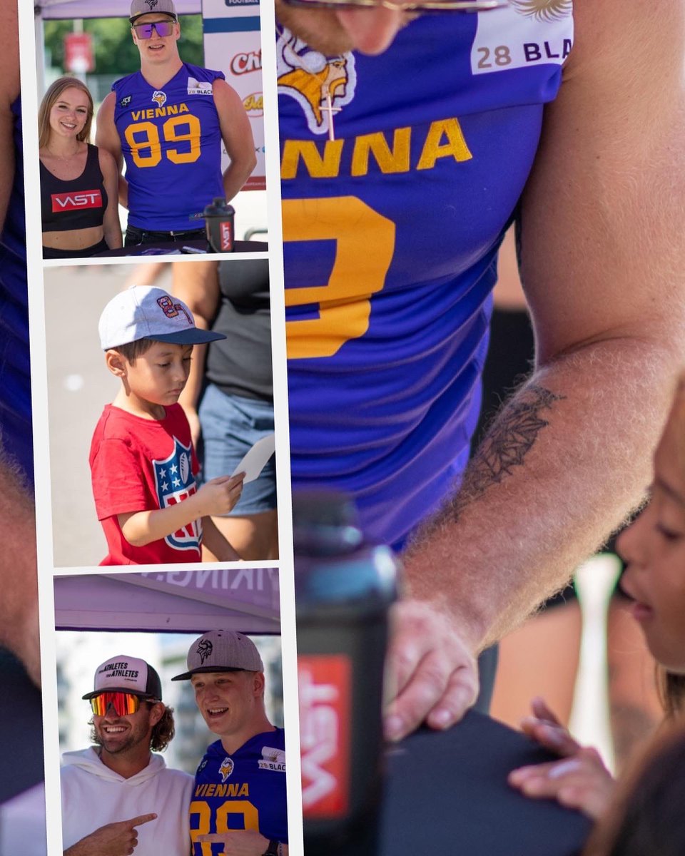Pregame Fun in #Vienna🤩
<a href="/abotella01/">Adria Botella Moreno</a> &amp; <a href="/primetime_flo/">Florian Bierbaumer</a> had a blast meeting you guys at the #FanCorner in our pre-game area. 

#PurpleReign #MeetAndGreet #GamedayHighlights 
📸 <a href="/kingofkick2/">Peter Kramberger</a> 
The #ViennaVikings pre-game area is managed by 
nika-events.at 🤙🏽💜