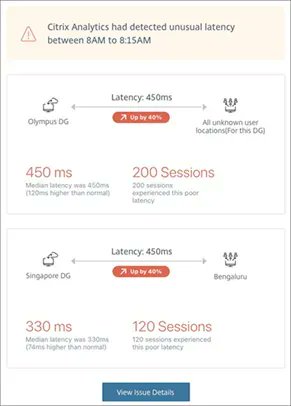 tberger80's tweet photo. It’s always the network. …or maybe not? 🤔
Well, in case there is something wrong on the network path, #Citrix Analytics for Performance will now alert you if the latency of your #DaaS session shows a significant deviation for a user location. Details. https://t.co/2Mvzf3fi6S https://t.co/1wCfp5uz4S