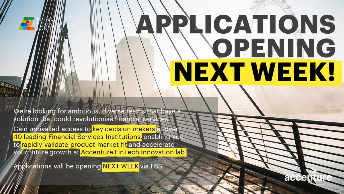 FinTechLabLDN's tweet image. Are you an ambitious #FinTech founder looking to find your product-market fit and accelerate your growth?
👀Keep an eye out for the official launch of #FIL2023 applications next week!
#Accelerator #Innovation #Lab #Applications #Startup #Founder
