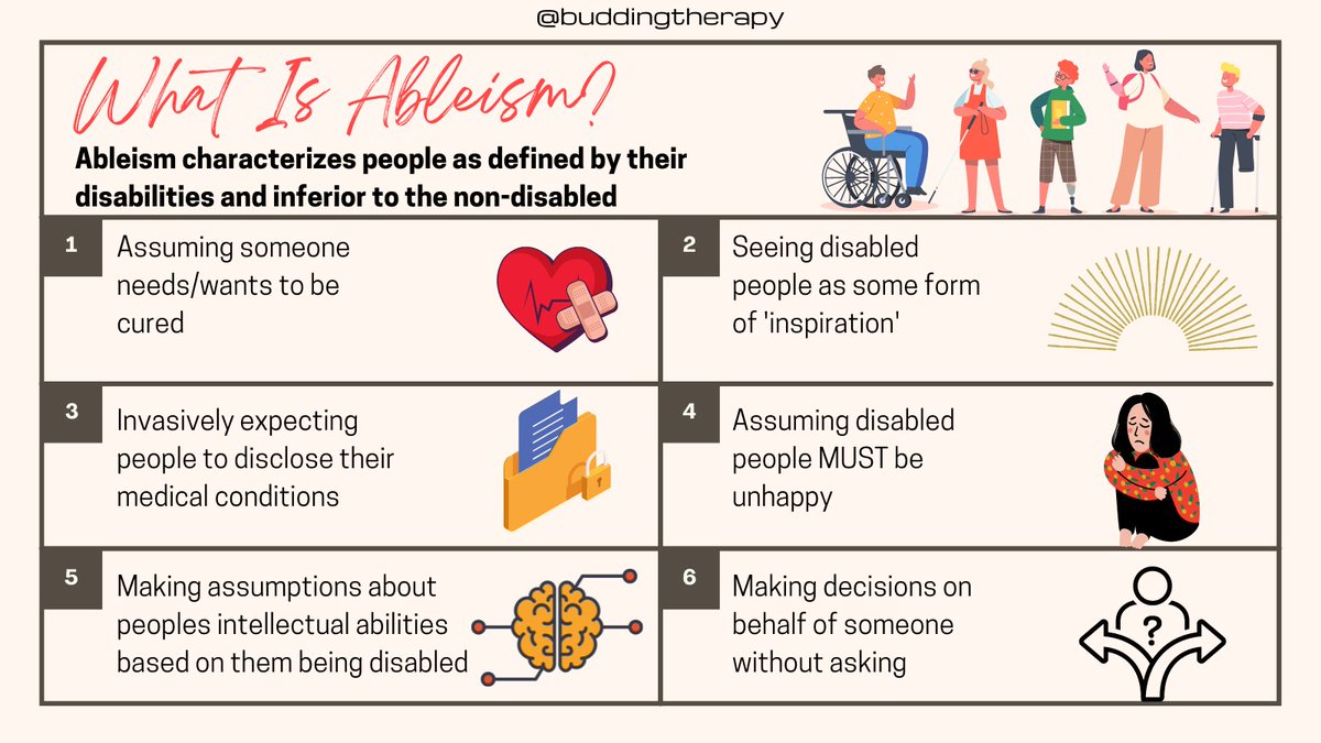 July is #DisabilityPrideMonth 

Let's talk about #Ableism 
Ableism characterizes people as defined by their disabilities and inferior to the non-disabled

#DisabilityTwitter #Disability #EverydayAbleism