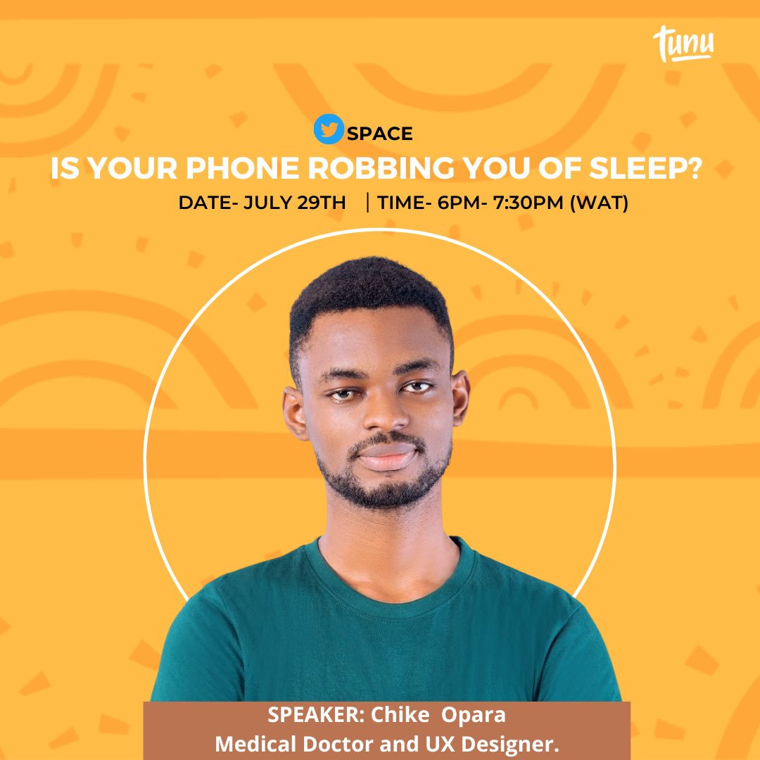 Tunuapp's tweet photo. 3 days to go💃💃💃
Who else is excited for our upcoming space on insomnia? 
Set your reminder so you don't miss out, our speakers @ChikeMD and @Dr_IdaraUdo will be sharing insights on all you need to know about insomnia. You also stand a chance to win a free therapy session. https://t.co/Tx0HdOrnv2