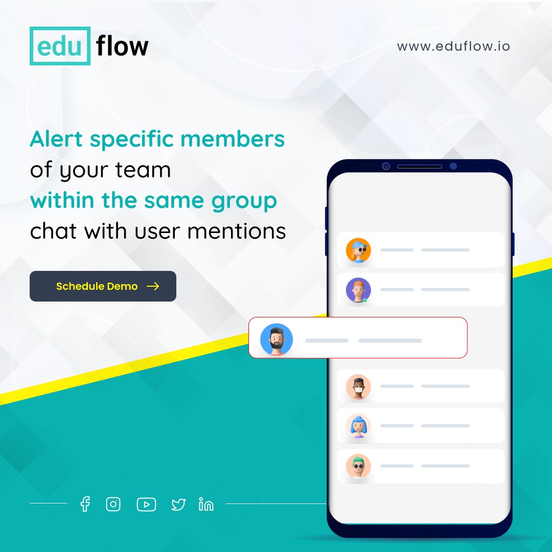 eduflowhq's tweet image. Eduflow allows users to create SMS group chats and the tagging feature enables users to mention individuals by tagging them. This streamlines team coordination, making it simple to respond to specific users. 
Visit eduflow.io for more information
#TeamChat #eduflow