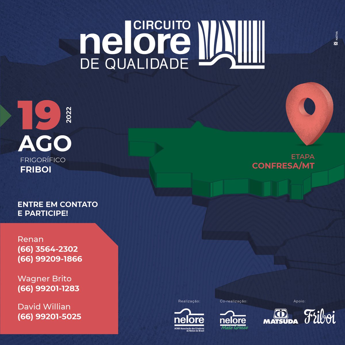 Neloreoficial's tweet photo. Etapa Confresa do Circuito Nelore de Qualidade 2022
Não perca o campeonato brasileiro dos produtores da Carne Nelore!

#ACNBNelore #Nelore #CircuitoNeloredeQualidade https://t.co/rF5MtRsfz0
