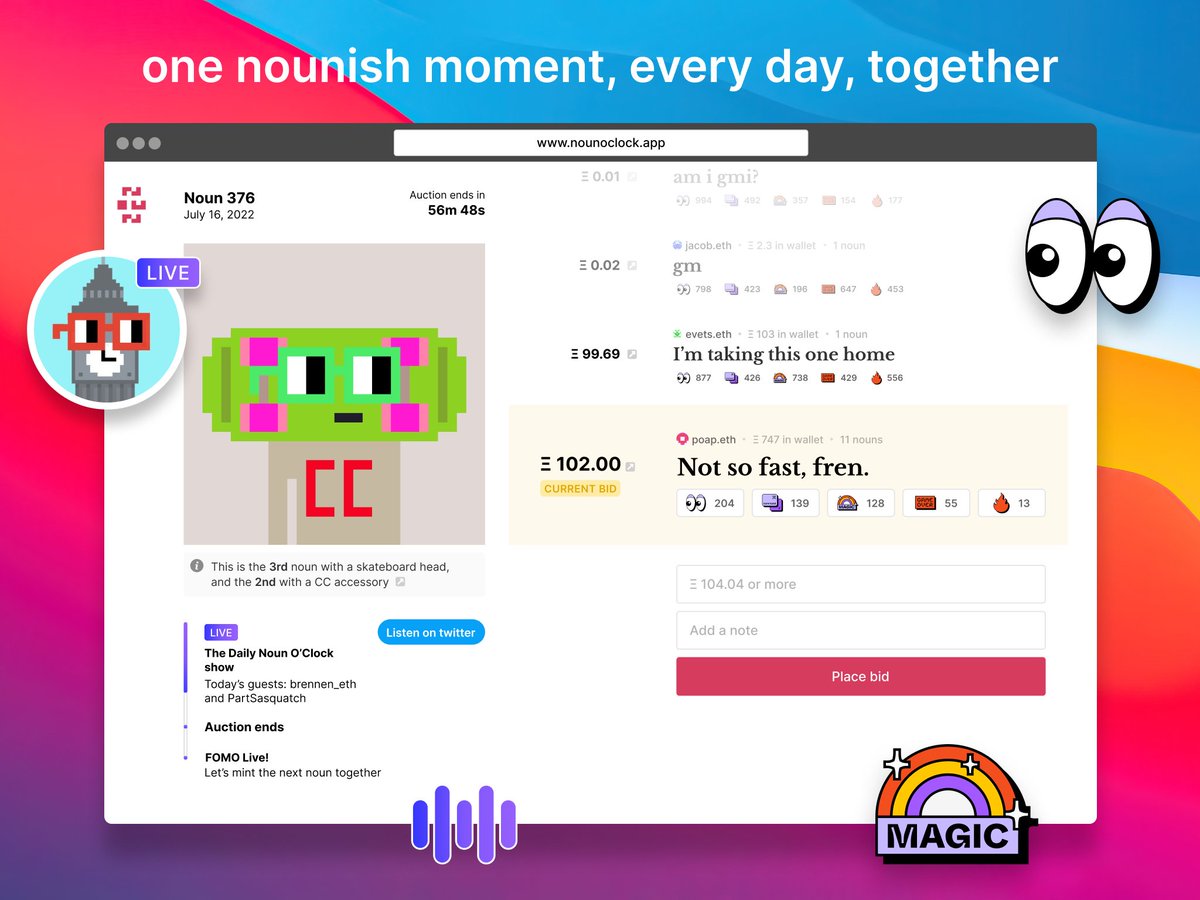thrilled to team up again with @1fortytwo to build a new client for <a href="/nounsdao/">Nouns.eth</a>