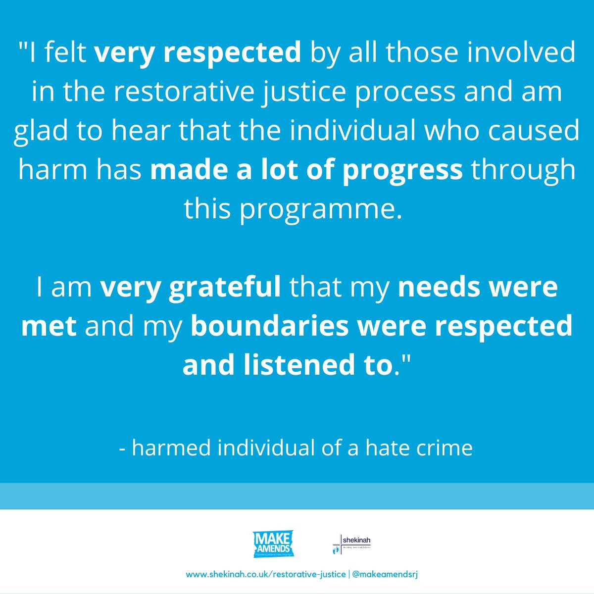 makeamendsrj's tweet photo. Hear from someone we have supported first hand, to see how Restorative Justice can help after hate crime has occurred.
#HateCrimePrevention #RestorativeJustice #RestorativePrinciples https://t.co/8jHysEFetd