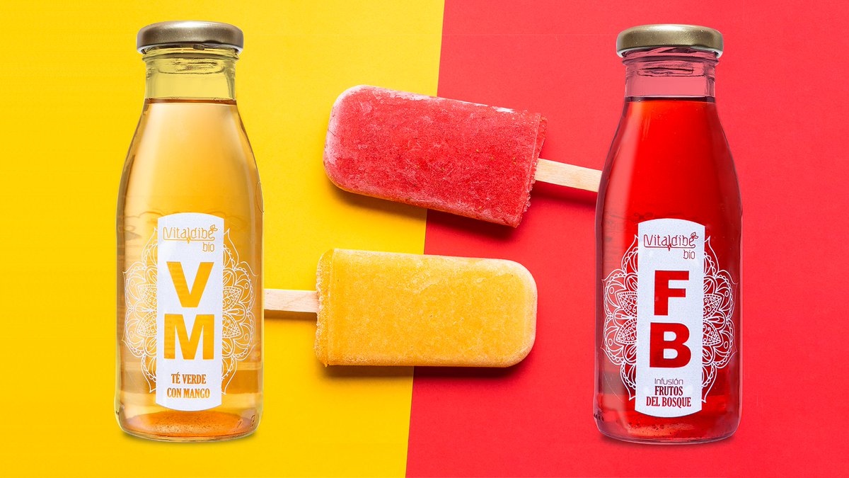 Deliciosos y refrescantes helados caseros hechos con nuestras infusiones de té verde con mango y frutos rojos del bosque de la marca #Vitaldibe. 🥭🍓😋 ¿Te animas? 🙌