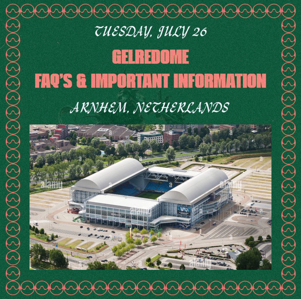 ChromaticaBN's tweet photo. 🎫 | It's the Netherlands turn! @ladygaga will bring her #ChromaticaBall to Arnhem tonight. #ChromaticaBallArnhem

📍 GelreDome
👥 36.000 to be expected
🚪 Doors open at 6PM (VIP check-in from 3 - 5:15PM)
🕙 Gaga on at 8:30PM https://t.co/WEMctREUMT
