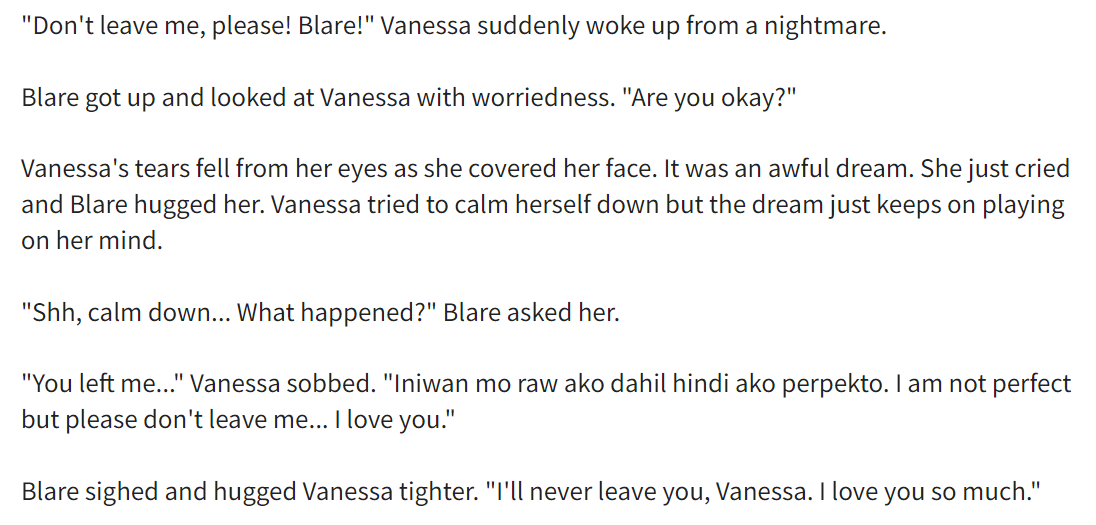 donsreifler's tweet photo. a #vanlare au wherein vanessa had a nightmare where blare left her.
-not affiliated with EHL and @.legendariewp's stories
-AU only https://t.co/q2wxYsmwYs