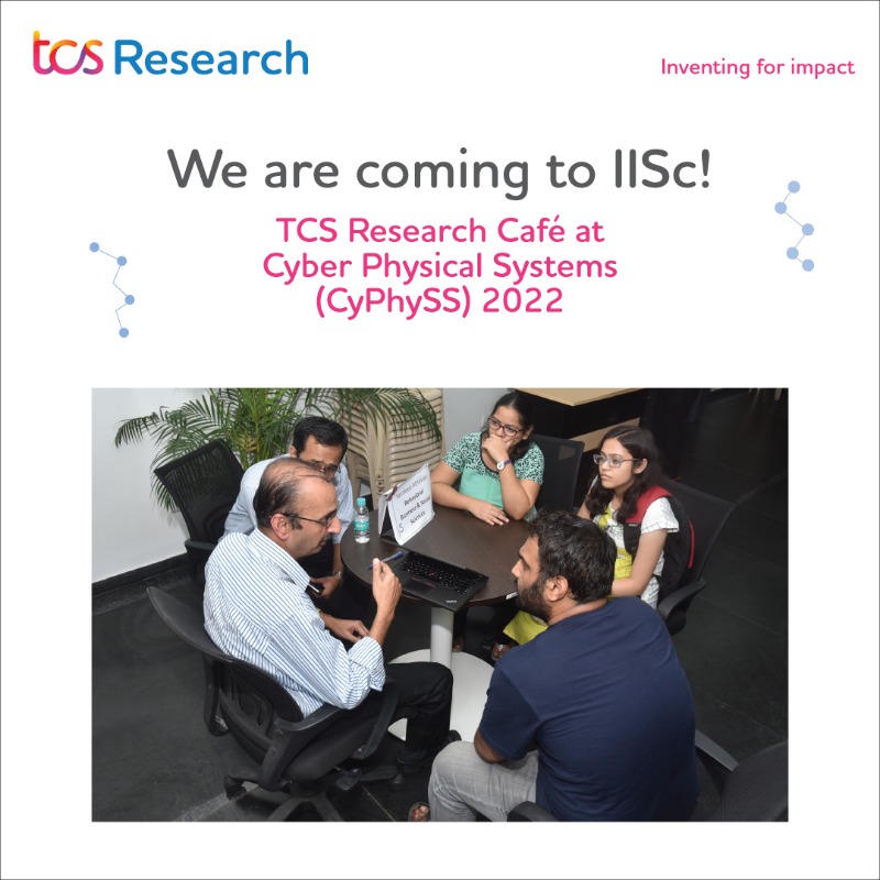TCSResearch's tweet photo. We are pleased to announce that TCS Research is a Gold Sponsor for #CyPhySS 2022 at @IIScBangalore. As part of the symposium, we will be hosting the TCS Research Café where #students of IISc can meet &amp; interact with our #scientists.
@TCS #PhD #Research #IISC #PhDChat #Scicomm