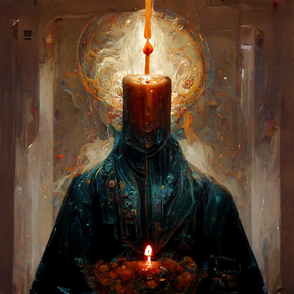 reachartwork's tweet image. Once a wax statue at an old-religion church, before our beatific era, worship from the churchgoers brought this statue to life at the last gasp of their last service. Despite their execution at the hands of World Government, the Saint of Candles carries on their traditions.