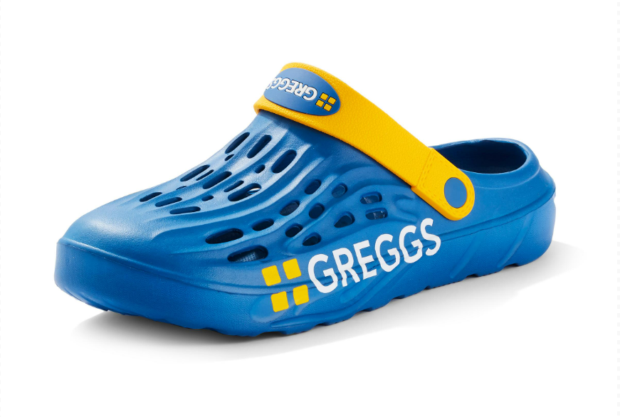 GreggsOfficial's tweet photo. Hey, I just met you, 
and this is crazy 🎶
but here's a Greggs Clog, 
so buy it, maybe🎶 https://t.co/D7B6bnCUFa