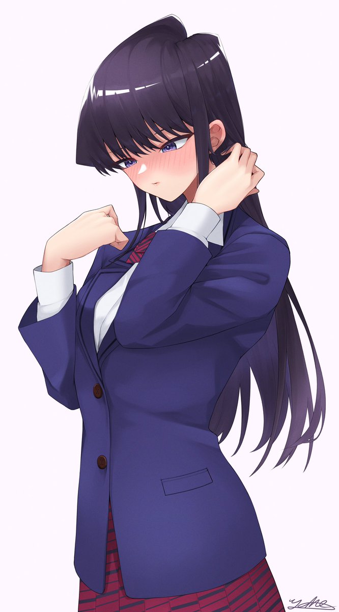 komi shouko 1girl solo long hair skirt school uniform jacket blush  illustration images