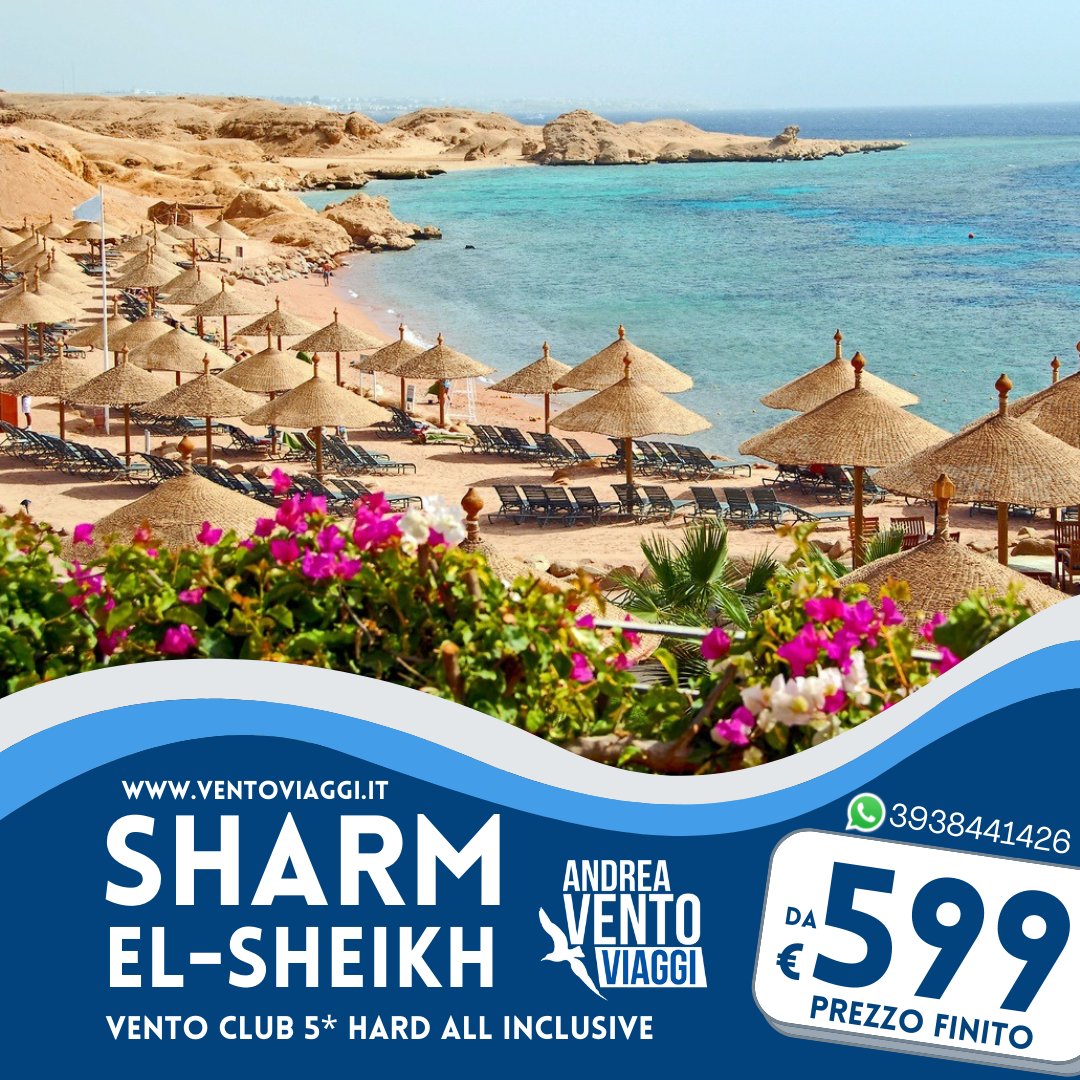 vento_viaggi's tweet photo. Offerte Sharm el-Sheikh ☀ 
Prenota adesso con acconto su https://t.co/0OP1thJvp3
da 599€ a persona PREZZO FINITO 

Pochissimi posti disponibili ❤
Volo Diretto 
Vento Club Platinum 5*
Hard All Inclusive
Trasferimenti
Assicurazione https://t.co/VnTquabpuS