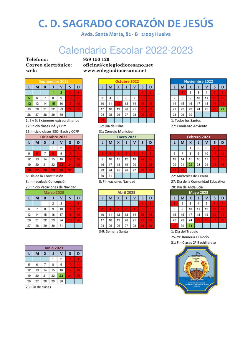 Calendario escolar 2022/2023