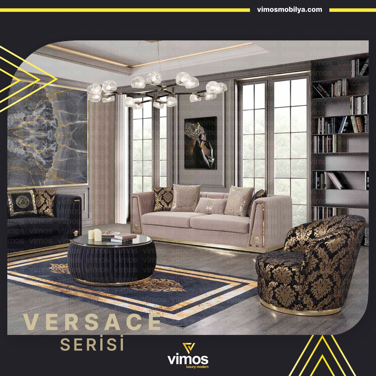 VimosMobilya's tweet photo. Zarafetin sırrı nedir? Versace Serisi, şık görünümü ve eşsiz konseptini sizlere sunuyor. Göz alıcılığın ve elegantlığın sırrını Vimos’la hissetmeye hazır olun.

 #Mobilya #Furniture #Rahat #Luxury #Decoration #Luxuryfurniture #Luxurydesign https://t.co/0ZQlFkXnVZ