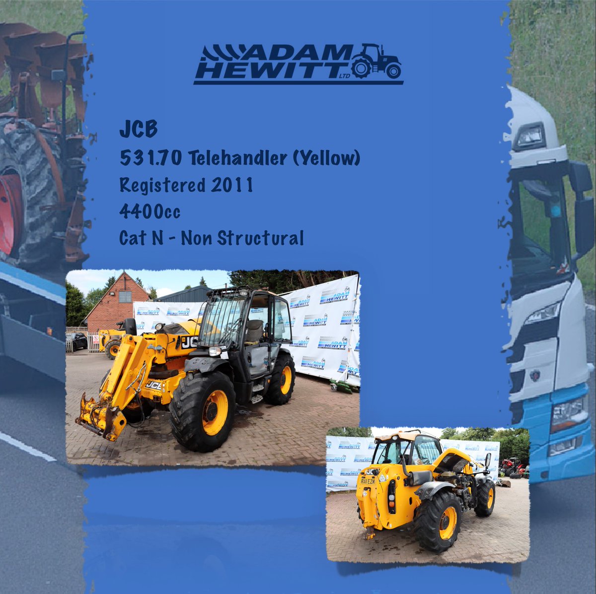 AdamHewittLtd's tweet photo. 🟨STAFFORDSHIRES FINEST🟨 This JCB Telehandler has been added to online auction, ending on the 16th! Interested? Head over to our website for all of the details! https://t.co/JRFWdE1I4v #JCB #Telehandler #UsedAgri #UsedPlant #AdamHewittLtd https://t.co/TCkwpQHEuh