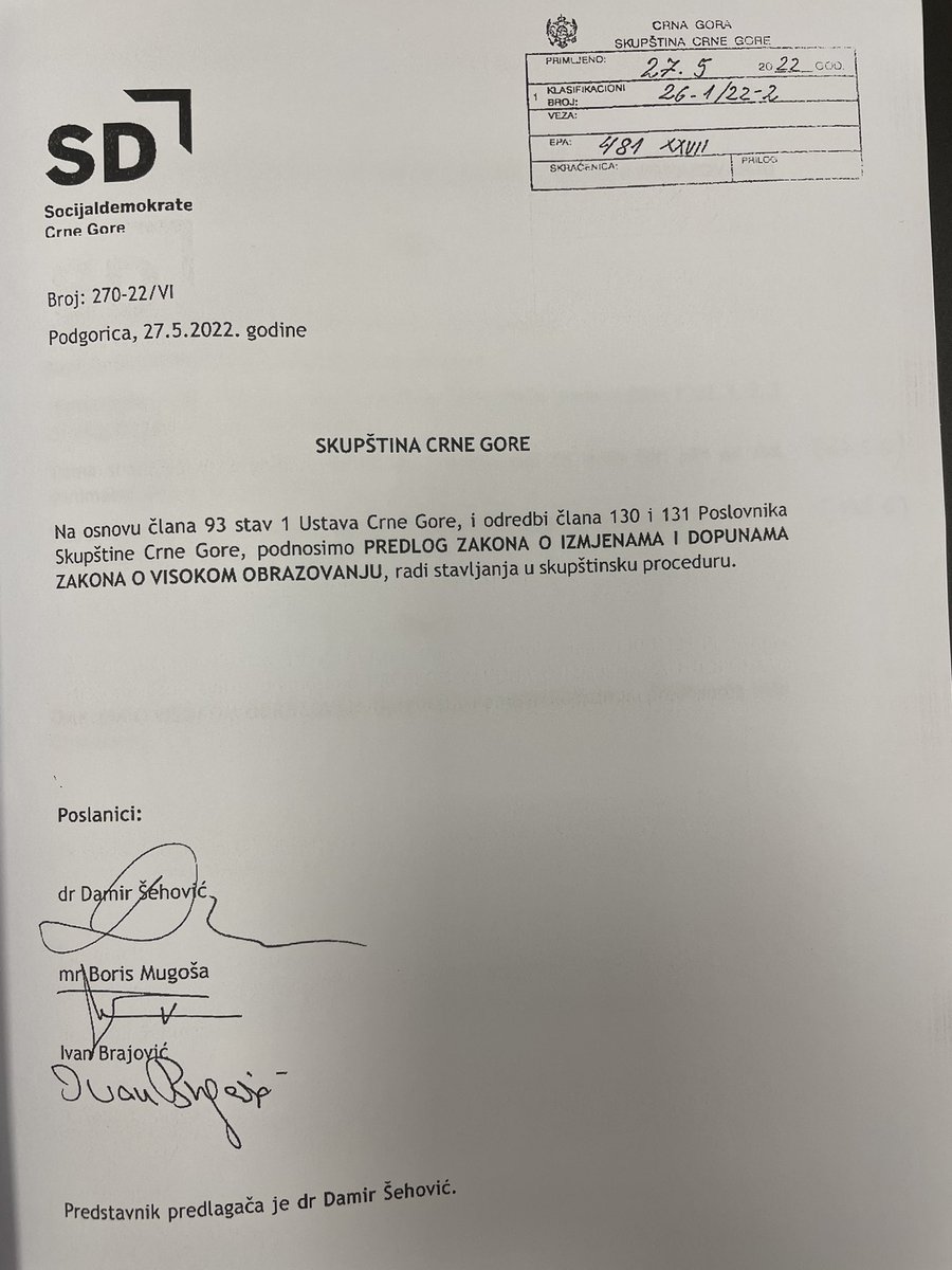 damirsehovic's tweet photo. Odbor za prosvjetu je danas jednoglasno podržao predlog @SD_CRNAGORA da se visina studentskih kredita i stipendija poveća za oko 50%, a visina naknada korisnicima programa stručnog oposobljavanja sa 266€ na 450€! 

Ipak postoje teme koje su iznad naših političkih razlika. https://t.co/7Ko6ykeF6C