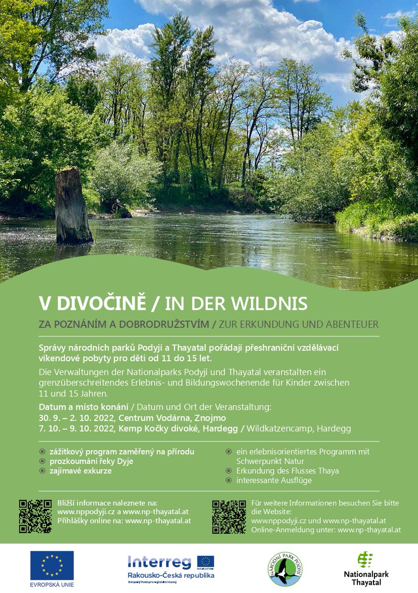 Dvě podzimní víkendovky přiblíží dětem přírodu Podyjí. Navíc budou mít příležitost se poznat s rakouskými vrstevníky. Přihlásit je můžete do konce prázdnin. Více na nppodyji.cz/vikendovka2022
