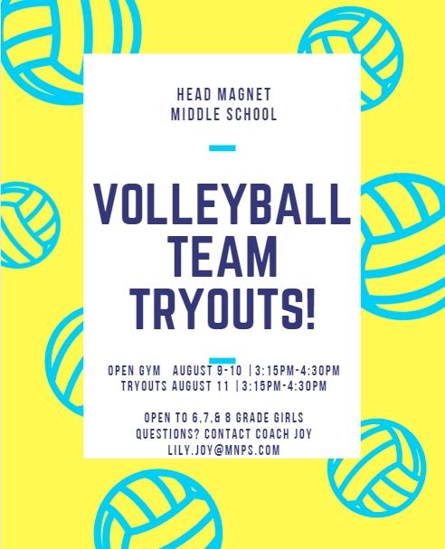 HeadMagnetMS's tweet photo. The start of school and our fall athletic season is right around the corner. 6th-8th grade girls who are interested in trying out for either soccer or volleyball get ready! https://t.co/0OTfr3N5U0