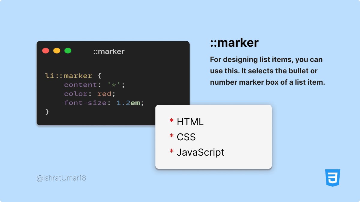 Ishrat on Twitter: "CSS Pseudo Elements💡 ✧ These CSS components are used to style a particular part of elements. ✧ You can use these elements to style the first letter, first line, Ishrat on Twitter: "CSS Pseudo Elements💡 ✧ These CSS components are used to style a particular part of elements. ✧ You can use these elements to style the first letter, first line,
