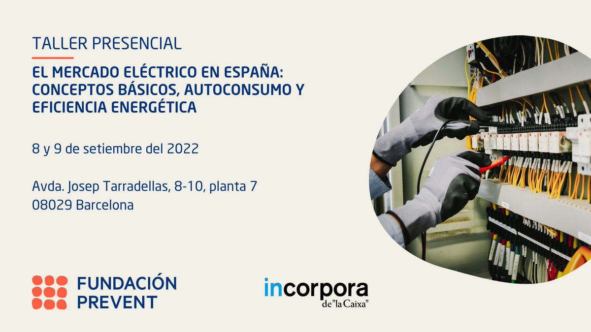📝Apúntate al taller presencial sobre el mercado eléctrico en España y mejora tu empleabilidad: aprende los conceptos básicos, autoconsumo y eficiencia energética.

🗓️8 y 9 de setiembre del 2022

Inscripciones👇
forms.gle/bVpcm2U5GRKurn…

#discapacidad #empleo