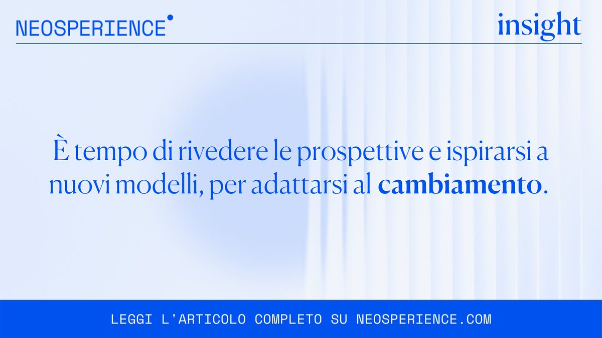 Oggi le imprese hanno necessità di sganciarsi dai vecchi modelli di organizzazione e riadattarsi lasciando spazio all'#empatia.
 
Dario Melpignano, CEO di <a href="/Neosperience/">Neosperience | Digital to the power of AI</a>, ha scritto una guida per le imprese empatiche del #futuro.
 
Scopri di più➡️ bit.ly/3PLk5Ye