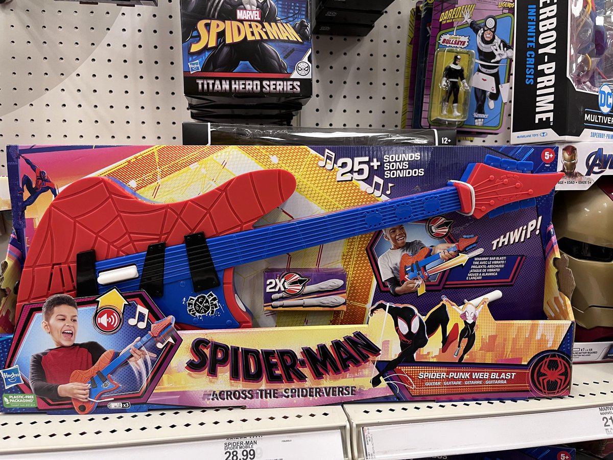 Marvel Spider-Man: Across the Spider-Verse, Guitare Spider-Punk Web Blast  avec tir activé par le vibrato