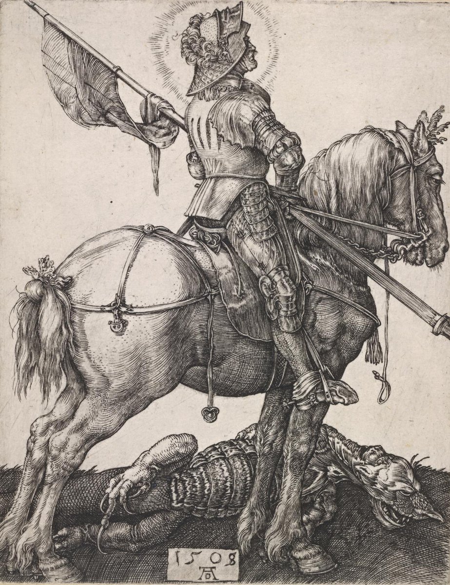 St. George on Horseback
(1505); (1508) {(1505 corrected to 1508 and listed by Strauss with 1505 engravings)}
Albrecht DÜRER
ngv.vic.gov.au/explore/collec…