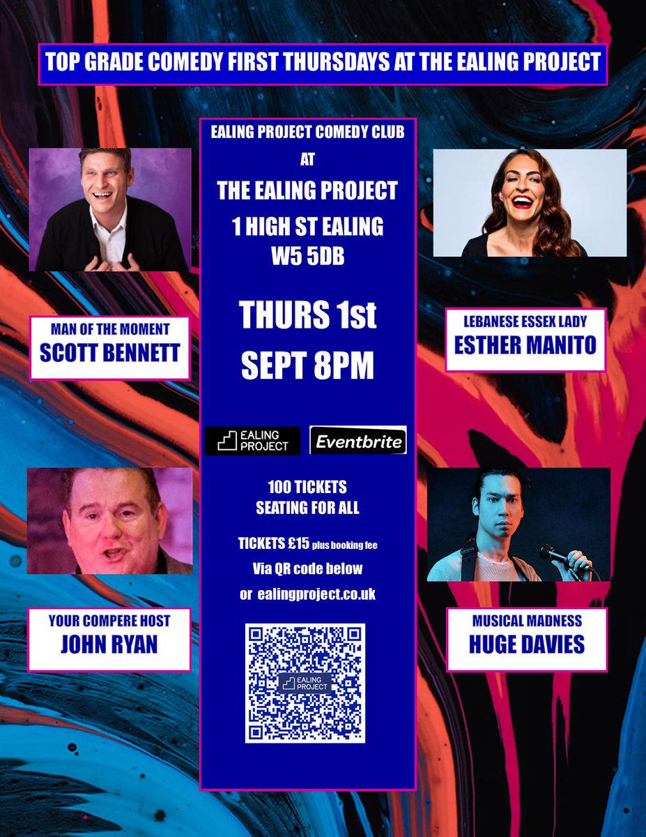 ealingprocomedy's tweet image. Ealing's Newest Cinema is now also Ealing's Newest Comedy Club!

Slap bang in the Centre of Ealing!

First Thursdays from Thursday 1st September

Tickets: ealingproject.co.uk