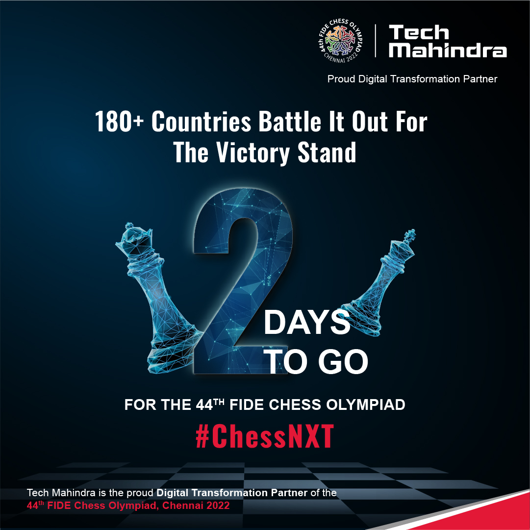 tech_mahindra's tweet photo. 2 days to go!
As the world battles it out for the ultimate prize, you get to watch all the action through interactive & innovative fan engagement activities.
It’s time to experience #ChessNXT
More- https://t.co/KNxy6zCAv3
#ChessOlympiad @FIDE_chess @AICFChess @vishy64theking https://t.co/9BFd9FckBF