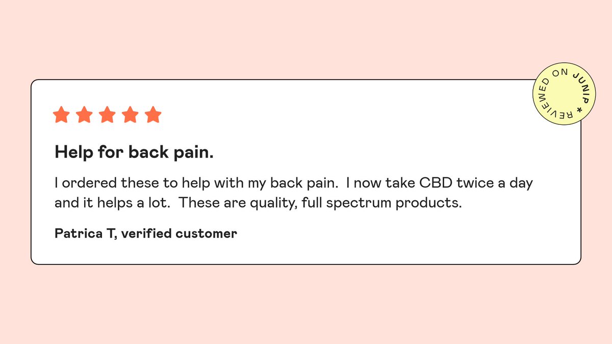 Help for back pain. 

I ordered these to help with my back pain.  I now take CBD twice a day and it helps a lot.  These are quality, full spectrum products. ~ Patrica Tripp

#cbdforbackpain #CBD #BackPain #cbdproducts #CBD #cbdhealth #cbdproducts #cbdfullspectrum
