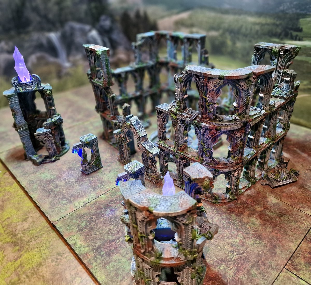 BurnerRabbit's tweet photo. When we saw the Cailentyr ruins in the Dwarven Forge Wildlands KS we wanted to build this and now we have finished painting them we can :) https://t.co/vPlbRQCuQI
