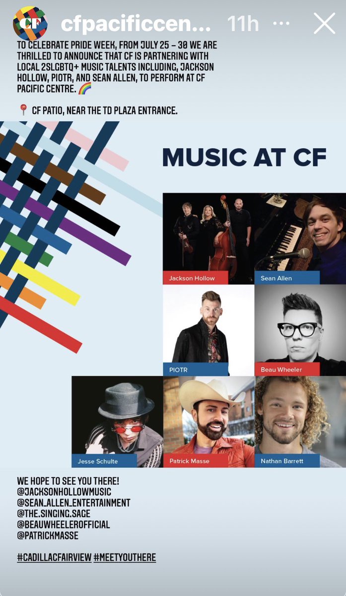 Patrick Masse 🏳️🌈 (@patrickmasse) on Twitter photo It was a pleasure to partner with Curbside Concerts 🇨🇦 to book the Artists for Music at <a href="/CadFairview/">Cadillac Fairview</a> Pride Edition on the patio all Pride Week PC Vancouver Please come! It was a pleasure to partner with Curbside Concerts 🇨🇦 to book the Artists for Music at <a href="/CadFairview/">Cadillac Fairview</a> Pride Edition on the patio all Pride Week PC Vancouver Please come!