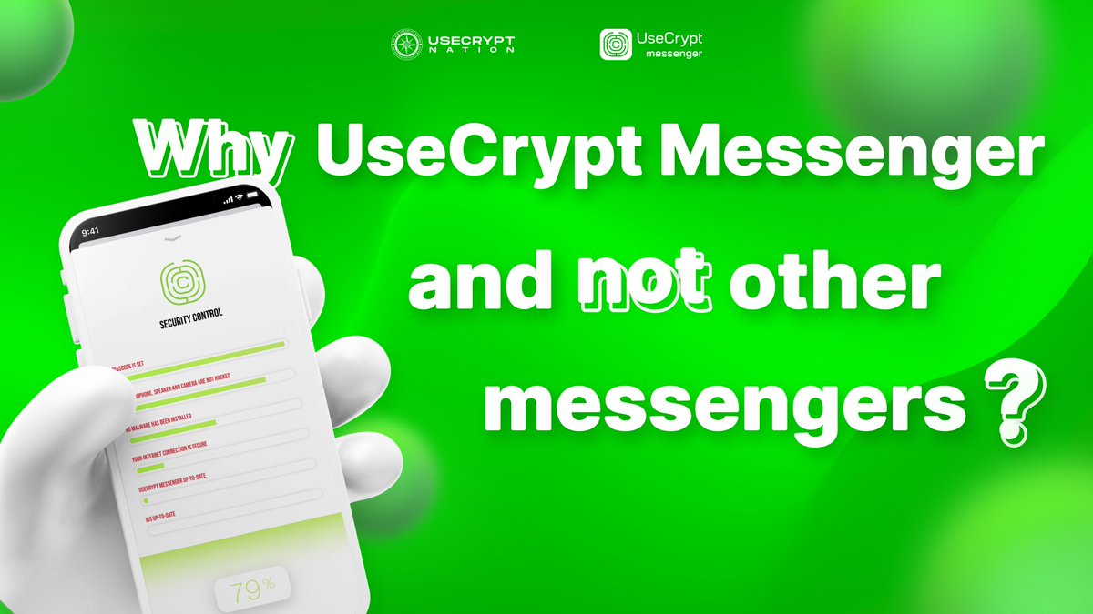 UsecryptNation's tweet photo. Everyone is looking for a safe place to be. But safe does not mean private. Remember that with #UseCryptMessenger you don't have to worry about your correspondence. Take the premium version to get 100% #Cashback in $SoCap token at the end of each month.
https://t.co/3oWdV53uSm https://t.co/UvFtZn2XzJ