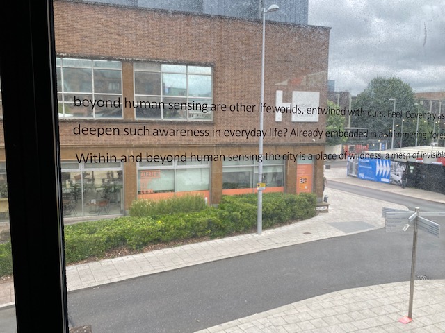 How can we go beyond human sensing to understand the city? Visit Urban Sensographies upstairs at Metropolis in Coventry until 30th July to see poetic words, images and drawings by @sirenscrossing.
