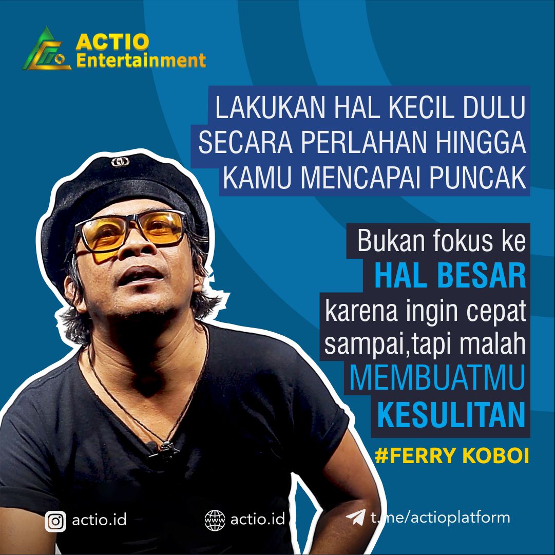 Tetap semangat. 
Nantikan Program program menarik lainnya pada channel YouTube 𝘼𝙘𝙩𝙞𝙤 𝙚𝙣𝙩𝙚𝙧𝙩𝙖𝙞𝙣𝙢𝙚𝙣𝙩 yang akan segera tayang bersama @ferrykoboiofficial 
📍Website : Actio.id
📍 telegram group : t.me/actioplatform

#Actio  #motivasi