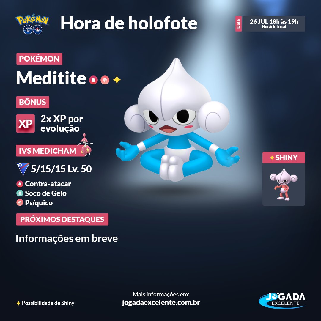 Pokémon GO BR on X: 🧘 Inspire pelo nariz, solte pela boca - A Hora do  Pokémon em Destaque do Meditite começa às 18:00 pm horário local! Você pode  respirar mais tranquilo