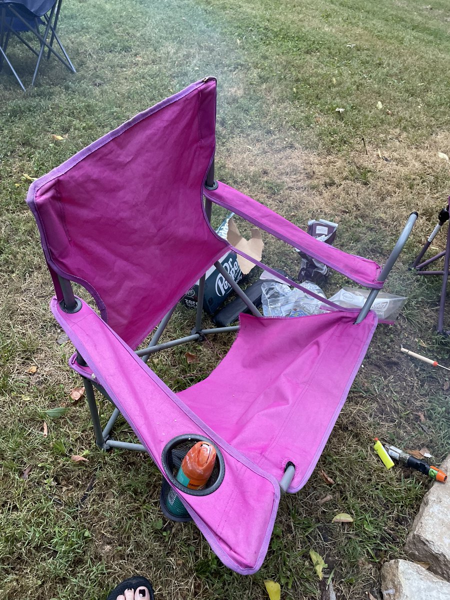 MustionDesign's tweet image. Then I broke my chair and almost fell on my booty. #campingproblems