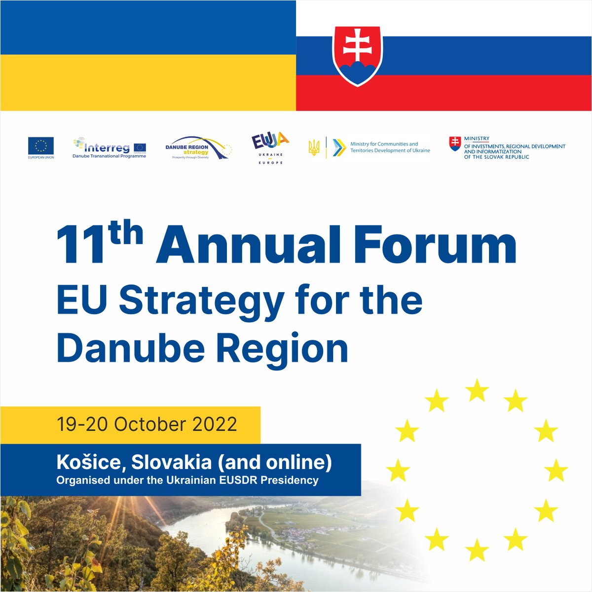 📢📢The 𝟭𝟭𝘁𝗵 𝗘𝗨𝗦𝗗𝗥 𝗔𝗻𝗻𝘂𝗮𝗹 𝗙𝗼𝗿𝘂𝗺 will take place on 𝟭𝟵-𝟮𝟬 𝗢𝗰𝘁𝗼𝗯𝗲𝗿 𝟮𝟬𝟮𝟮 in 𝘩𝘺𝘣𝘳𝘪𝘥 format.
danube-region.eu/11th-annual-fo…