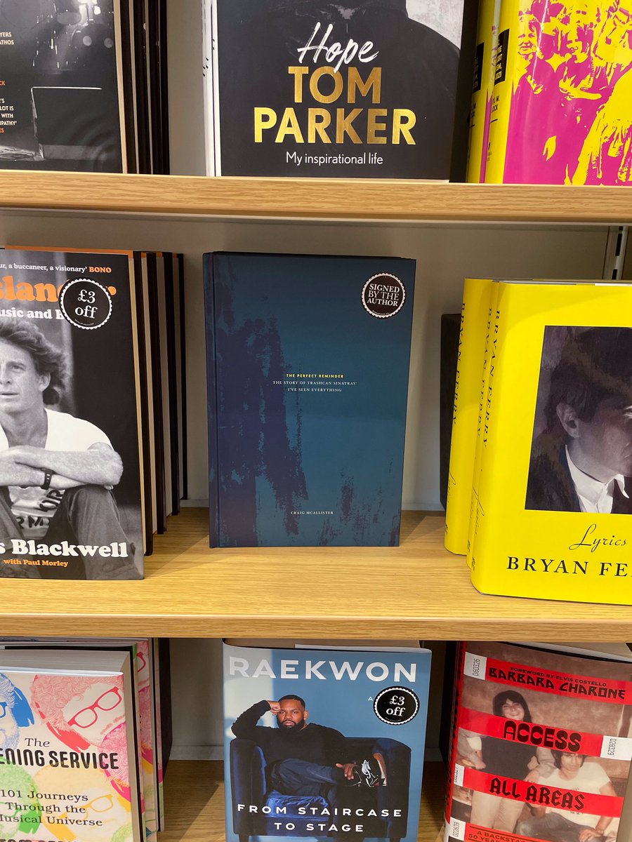 mrmcallister's tweet image. Well….there y’go….

The wee book in Glasgow @Waterstones (Sauchiehall St) placed between the @IslandRecords book and suave @bryanferry ‘s lyrics anthology. Signed copies, no less. 

What a thrill! @SLG_Photo @doolsgold @TheTrashcans