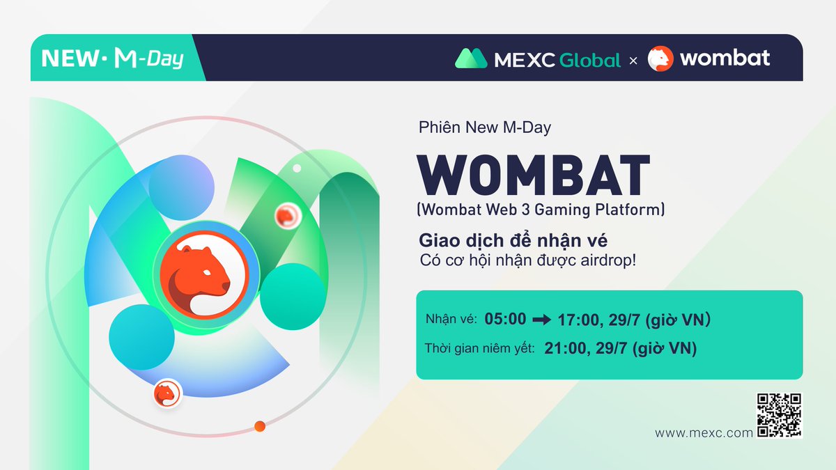 📌#MEXC New M-Day - Wombat Web 3 Gaming Platform (WOMBAT)
⏰Nhận vé: 05:00 - 17:00, ngày 29/07 (giờ VN)
🚀Độc quyền MEXC Việt Nam
💰Nhận 300 MX
🔗Đăng ký: forms.gle/UNJN8uLhVmHBWs…
👉Chi tiết: 
support.mexc.com/hc/vi/articles…
✨Đăng ký MEXC: promote.mexc.com/a/vi
#MX #MEXCVietnam