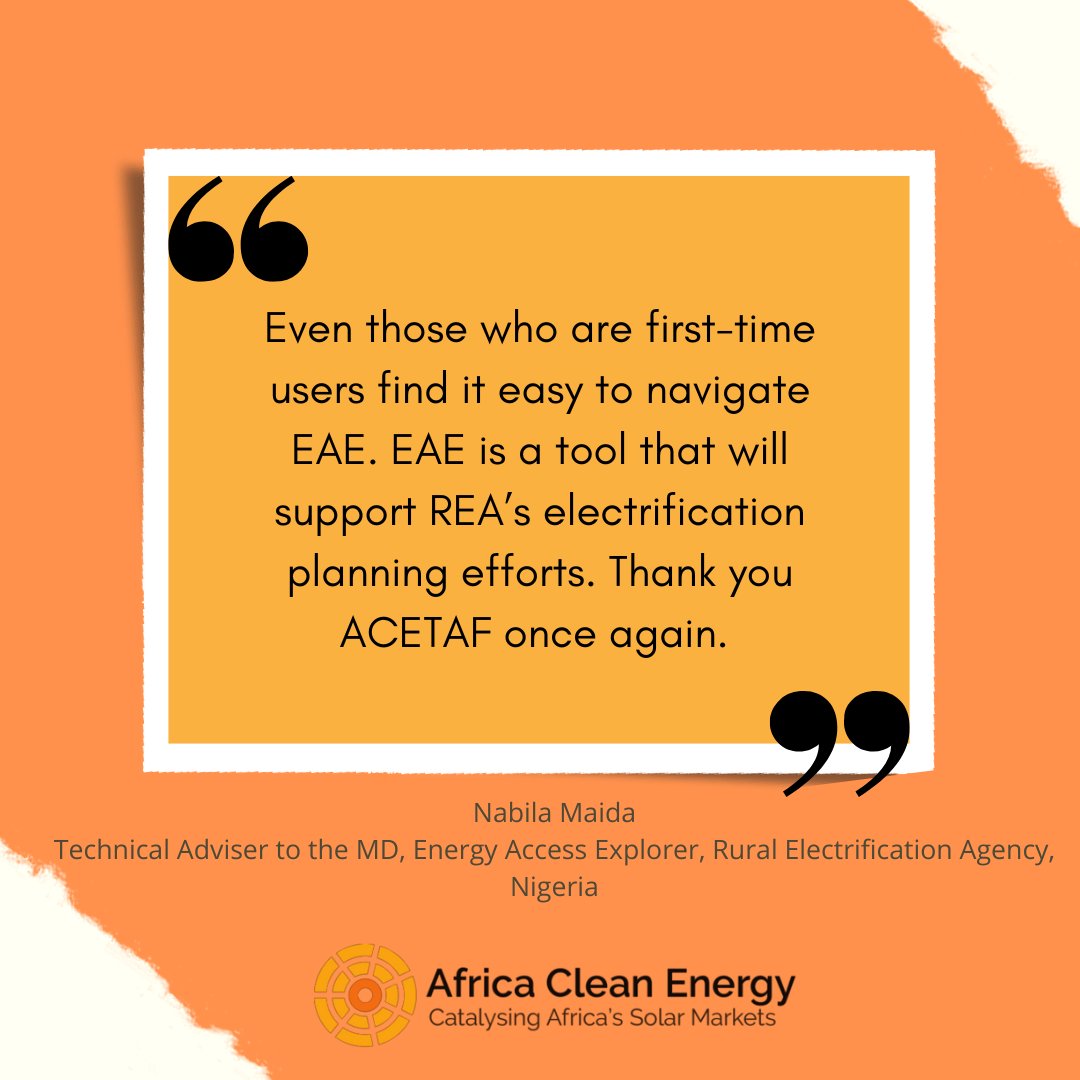 Africa Clean Energy Technical Assistance Facility (@ace_taf) on Twitter photo <a href="/ACE_TAF/">Africa Clean Energy Technical Assistance Facility</a> has helped develop the EAE platform. It improves energy planning for Government authorities in Nigeria, Zambia and Ethiopia and provides visibility into off-grid opportunities for the private sector to target to improve energy access for vulnerable communities. <a href="/ACE_TAF/">Africa Clean Energy Technical Assistance Facility</a> has helped develop the EAE platform. It improves energy planning for Government authorities in Nigeria, Zambia and Ethiopia and provides visibility into off-grid opportunities for the private sector to target to improve energy access for vulnerable communities.