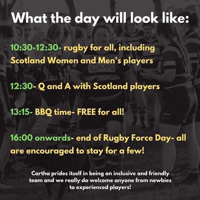 COME AND TRY 🥳

We are buzzin to participate in the Royal Bank Rugby Force Day on Sunday the 7th of August! We'll be hosting a 'Come and Try' event at our club, open to all women and girls over the age of 16! 🏉

1/3