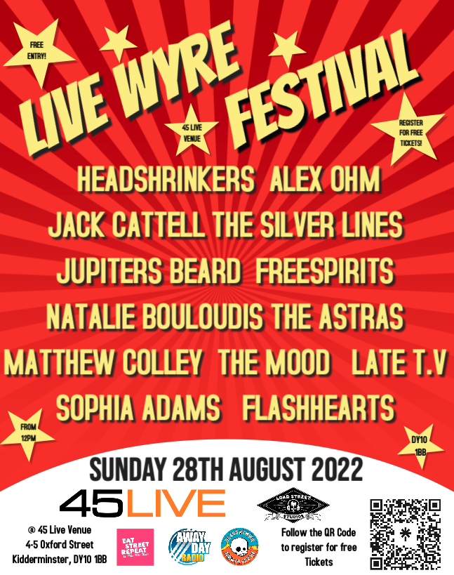 Oh yeah! Final line up announced! Our free festival with 26 awesome acts! 

Follow this link... eventbrite.co.uk/e/live-wyre-fe…

#freefestival #music #livemusic #indiemusic
