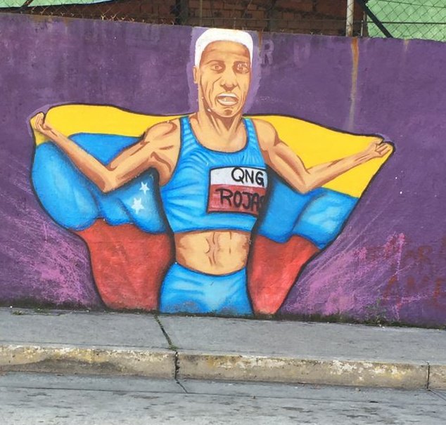 estendenciavzl's tweet photo. "Dennis Rodman" es tendencia porque informan que en Mérida pintaron un mural para hacer homenaje a la atleta venezolana Yulimar Rojas

Usuarios afirman que el dibujo se parece más al ex jugador de la NBA Dennis Rodman https://t.co/BmPydrhrmO